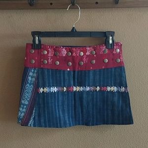 One of a kind! mini skirt size XS blue&red